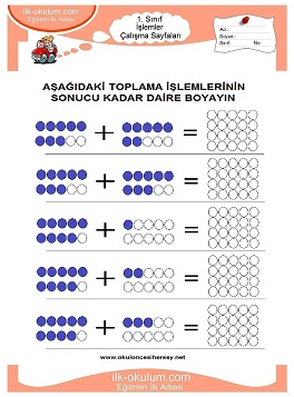 Çocuklar İçin toplam işlemi yaprak testleri 